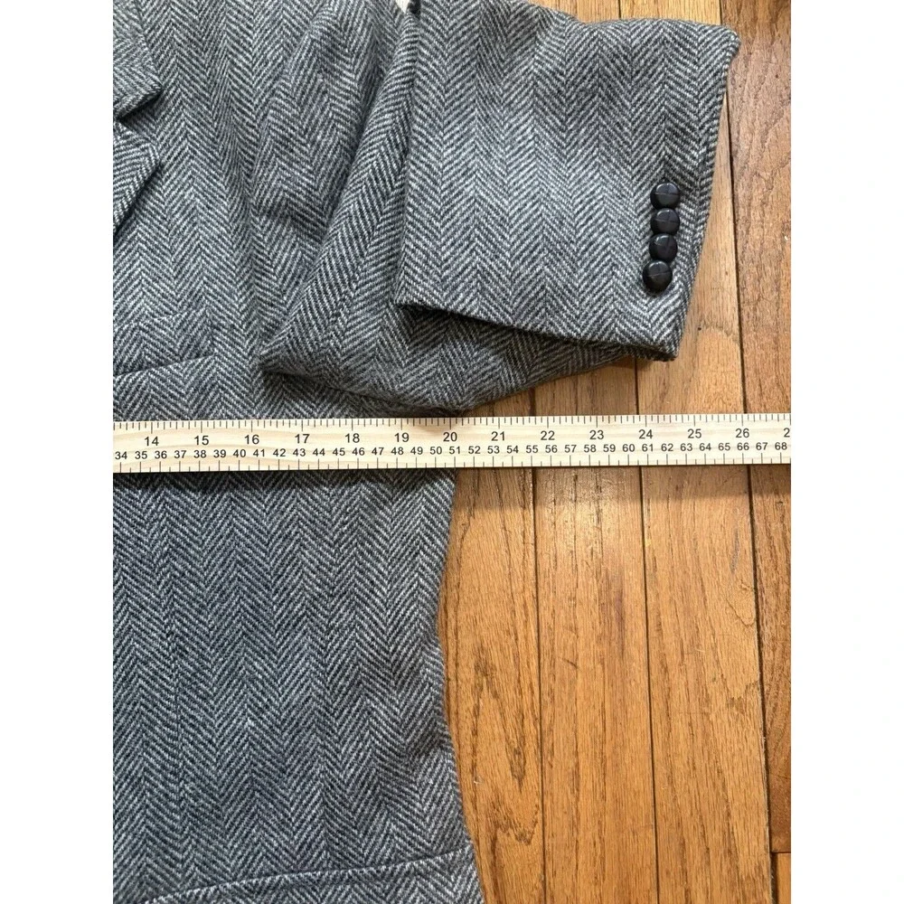 Vintage Imperial Haggar 100% Pure Wool Herringbone Tweed Blazer Size 42 Made USA